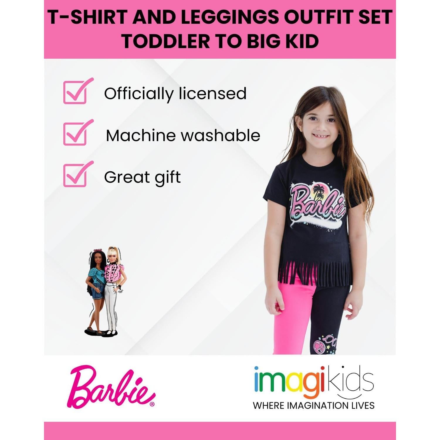 Conjunto camiseta y leggings Barbie para niñas 2T-16 años