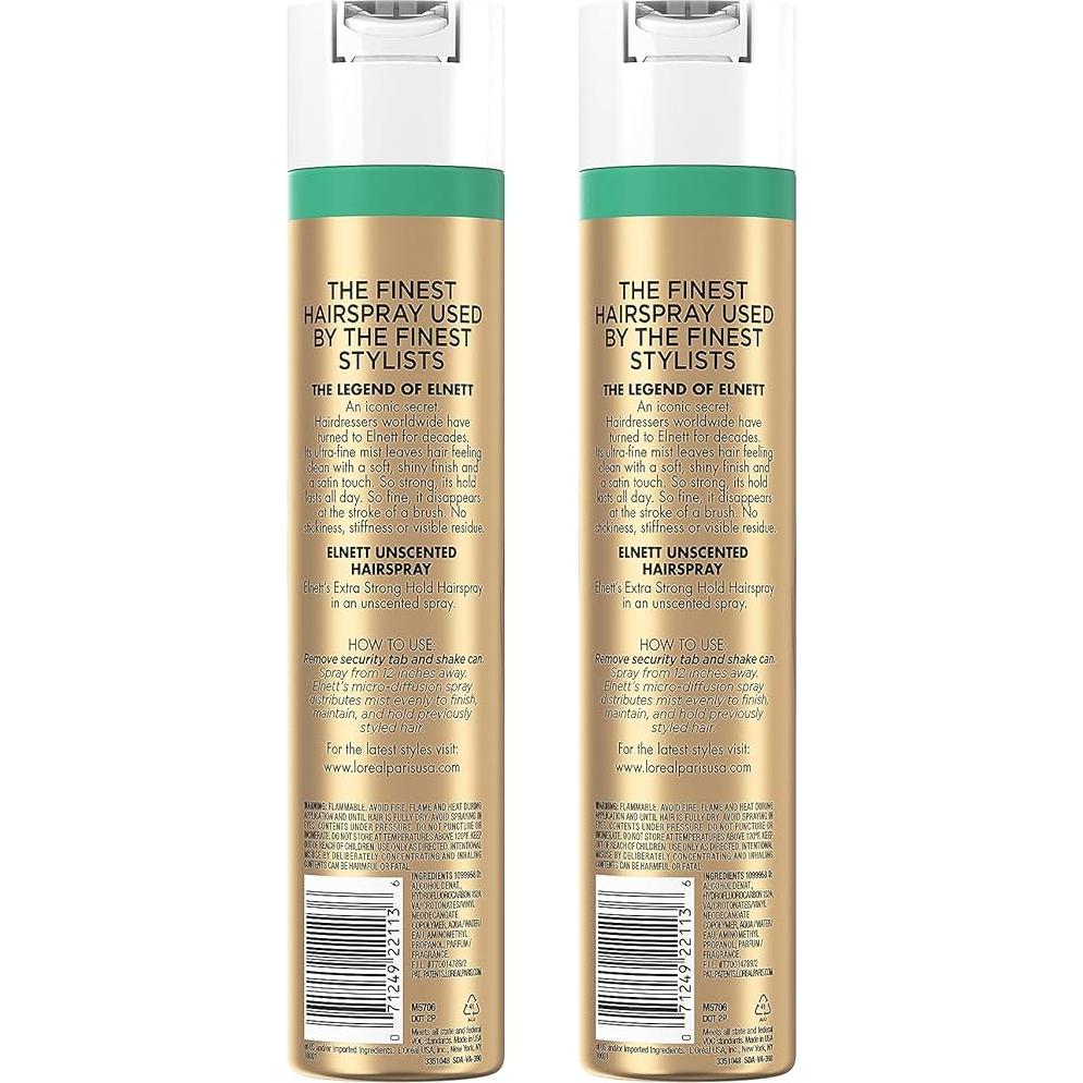Spray Fijador Extra Fuerte L'Oreal Paris Elnett 311g x2 Sin Fragancia