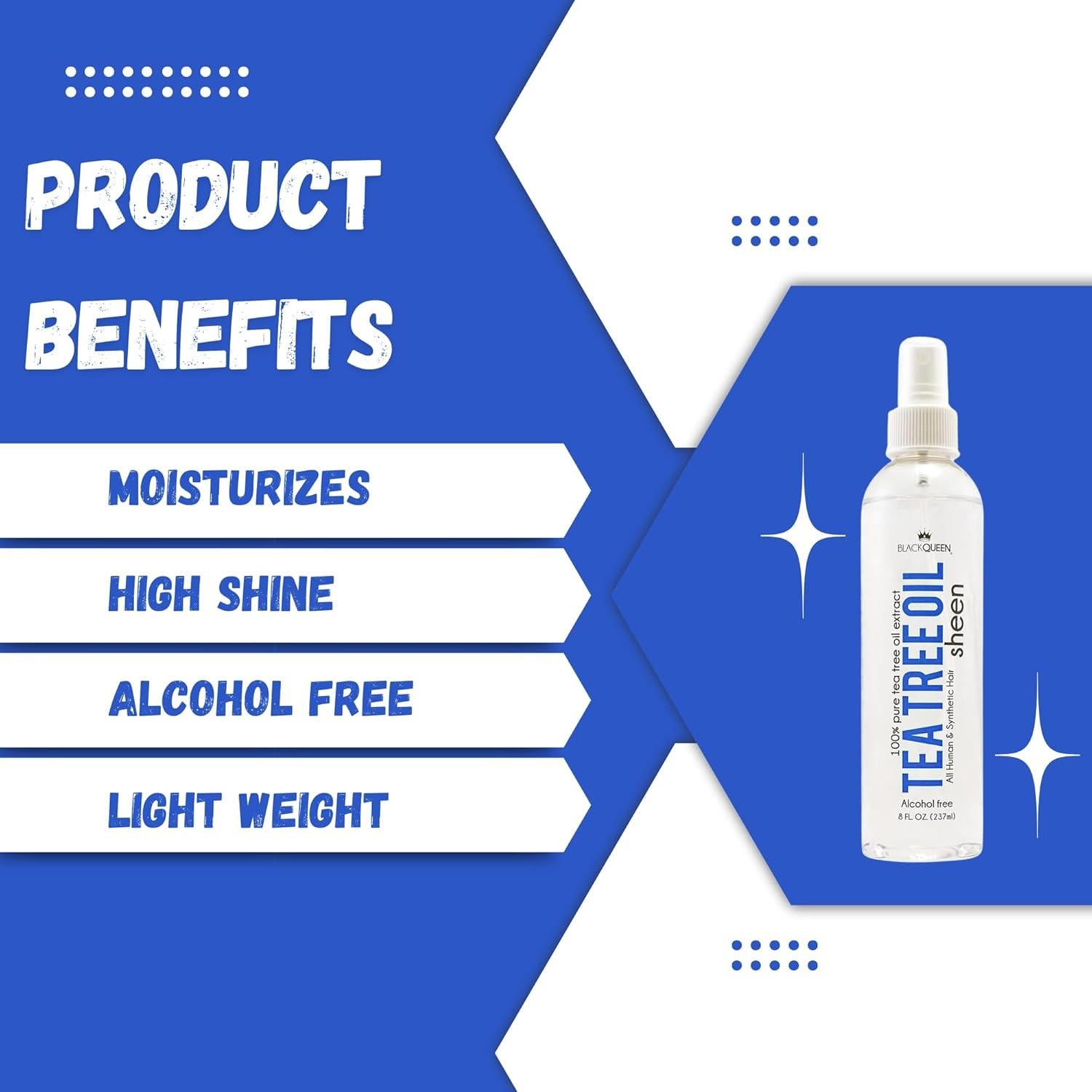 Spray Brillo Aceite Árbol de Té Black Queen 226.8 g - Hidratante