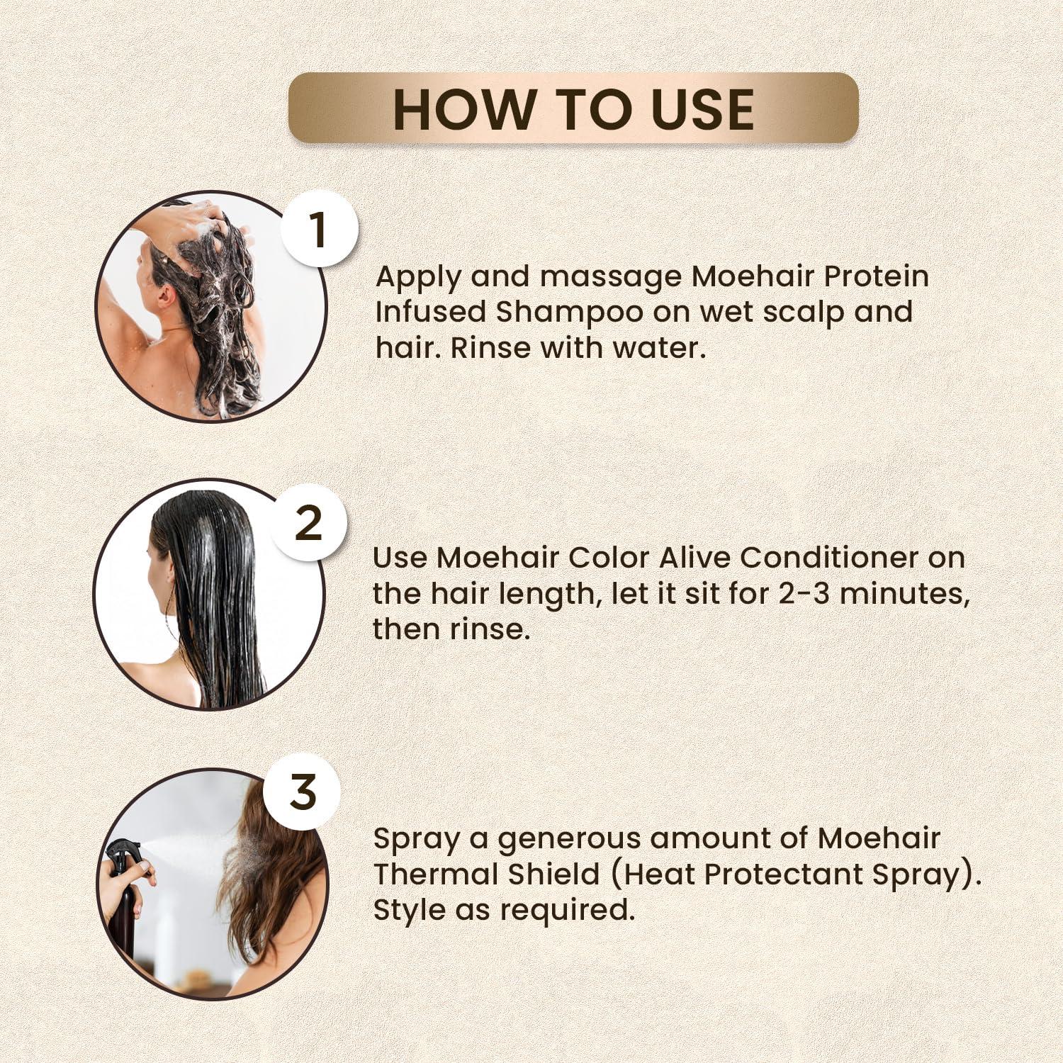 Conjunto de Cuidado Capilar Moehair - Champú, Acondicionador y Spray 100ml