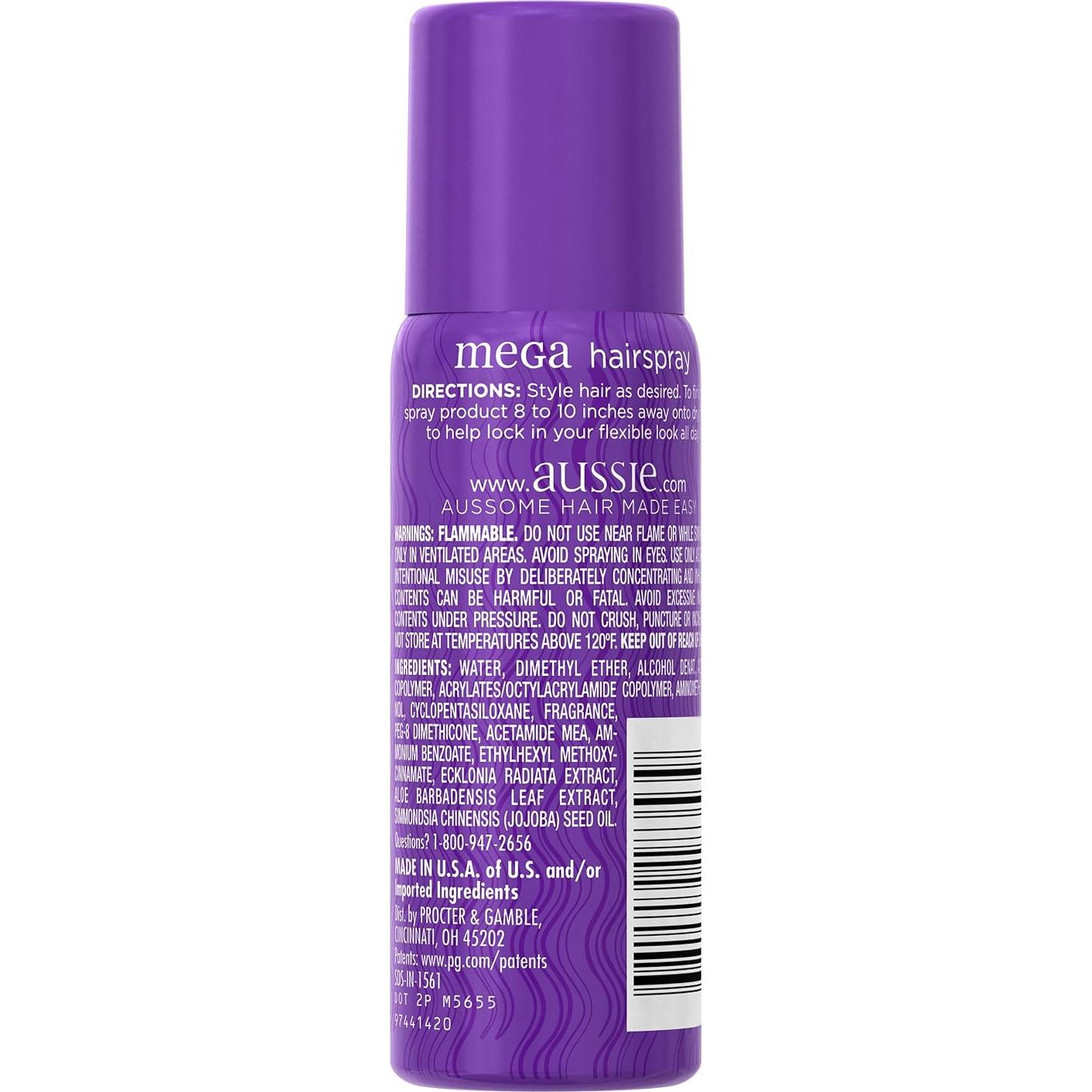 Aussie Mega Hairspray 44ml - Spray Fijador Flexible 24h