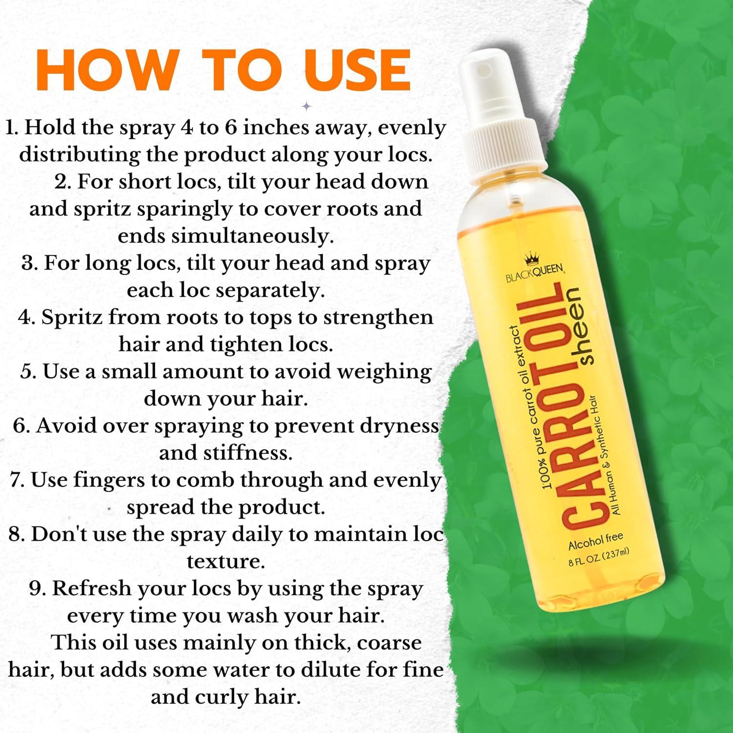 Spray Brillo Aceite Zanahoria Black Queen 227 g - Cabello 4C