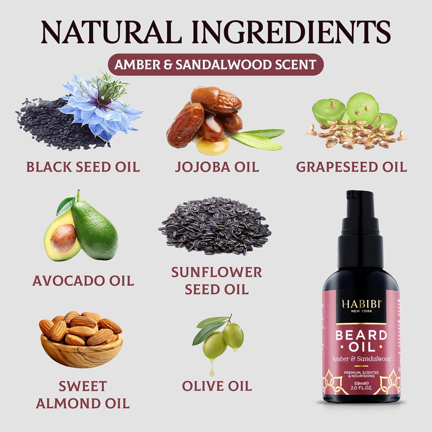 Aceite para Barba HABIBI 59 ml Ámbar y Sándalo Natural