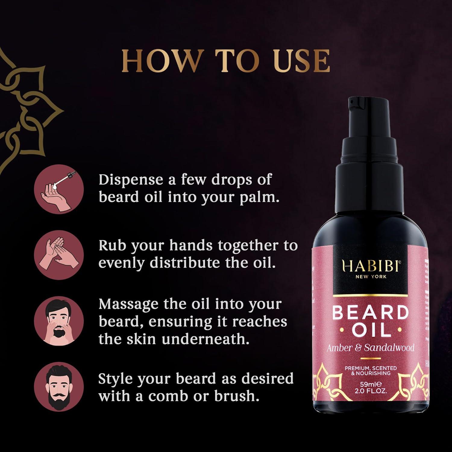 Aceite para Barba HABIBI 59 ml Ámbar y Sándalo Natural