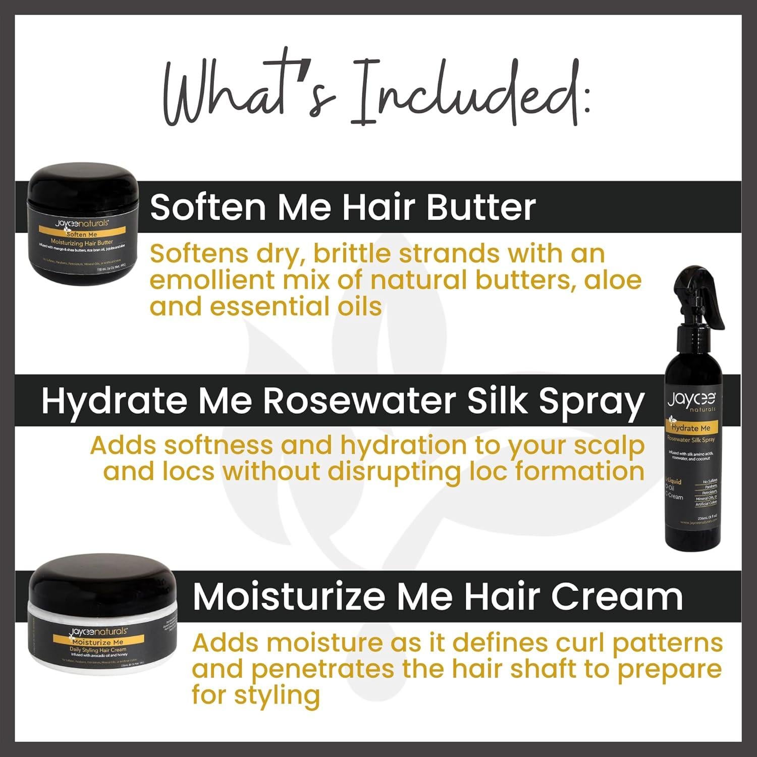 Mini Paquete de Hidratación Jaycee Naturals - Spray, Crema y Mantequilla