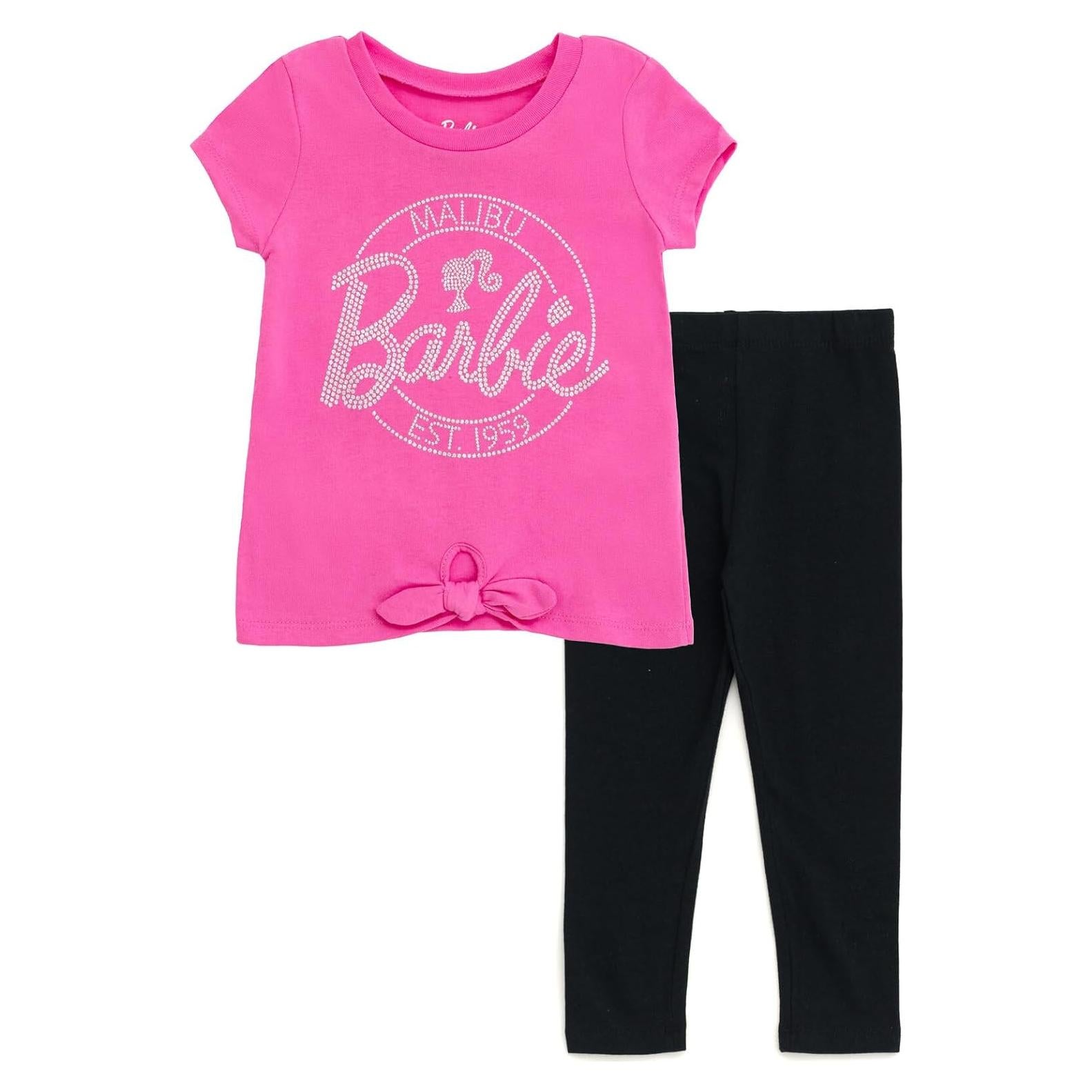 Conjunto camiseta y leggings Barbie 5T rosa y negro