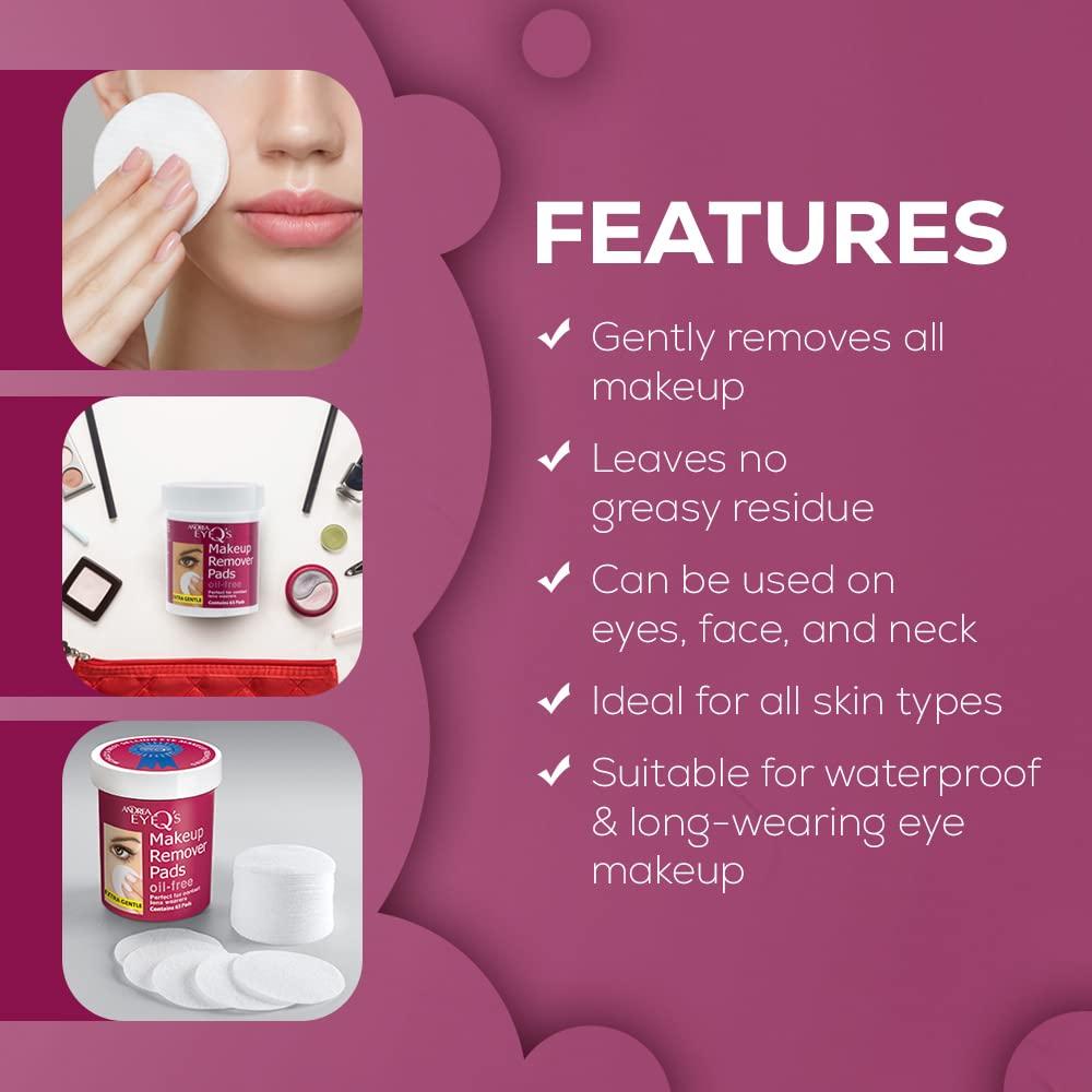 Toallitas Desmaquillantes Andrea Eye Q's Sin Aceite 65 Unidades