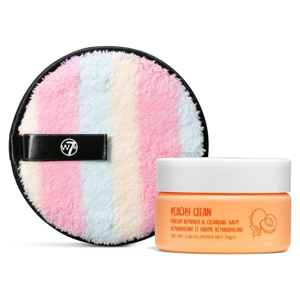 W7 Peachy Clean Set - Balsamo Limpiador y Almohadilla 120g