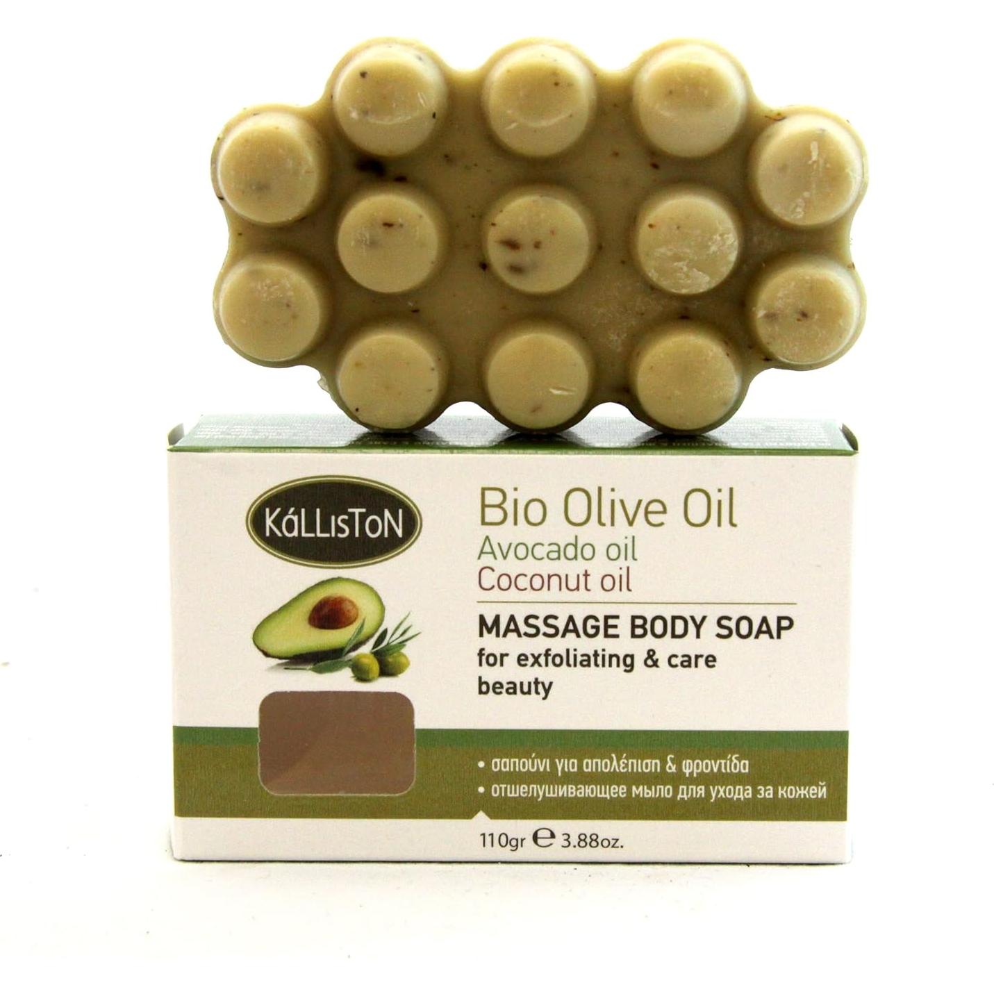 Jabón Exfoliante Kalliston con Aceite de Oliva y Coco 4x110g