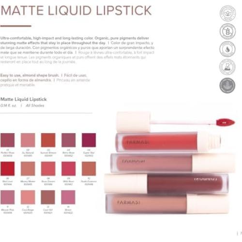 Pintalabios Líquido Mate FARMASi Amor Rojo 24g Larga Duración