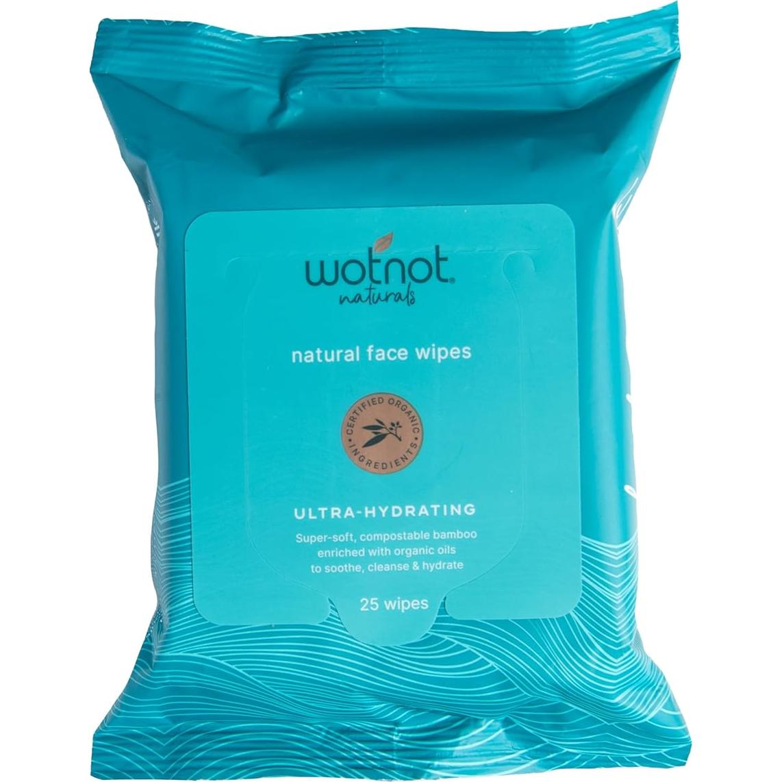 Toallitas Faciales Wotnot Naturals 100% Naturales 25 Unidades