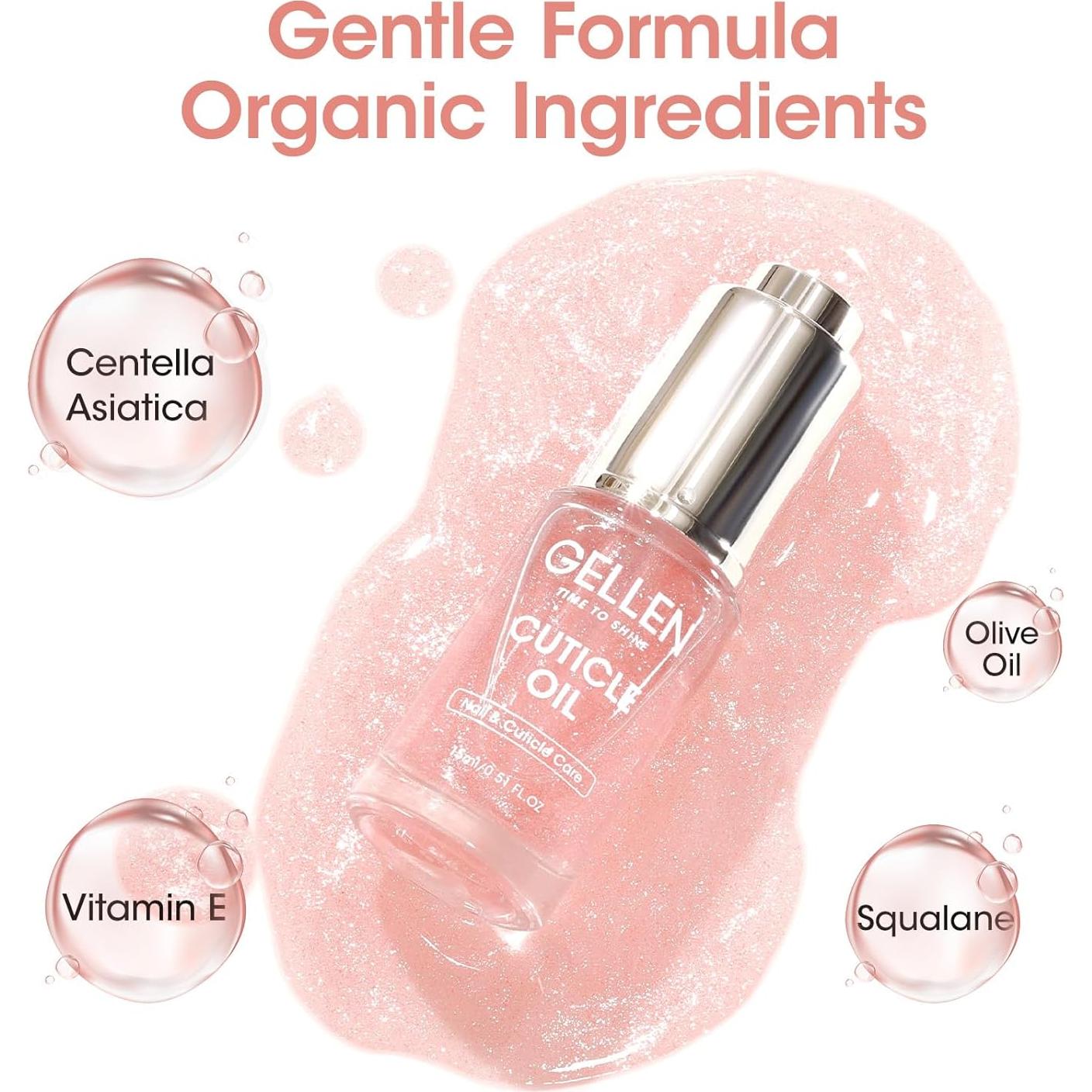 Aceite de Cutícula Gellen 15ML para Uñas Fuertes y Brillantes