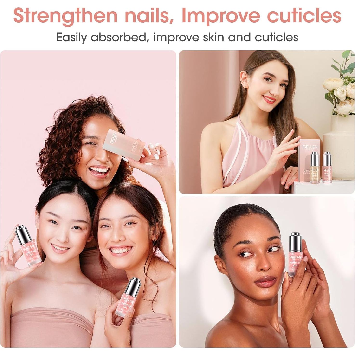 Aceite de Cutícula Gellen 15ML para Uñas Fuertes y Brillantes