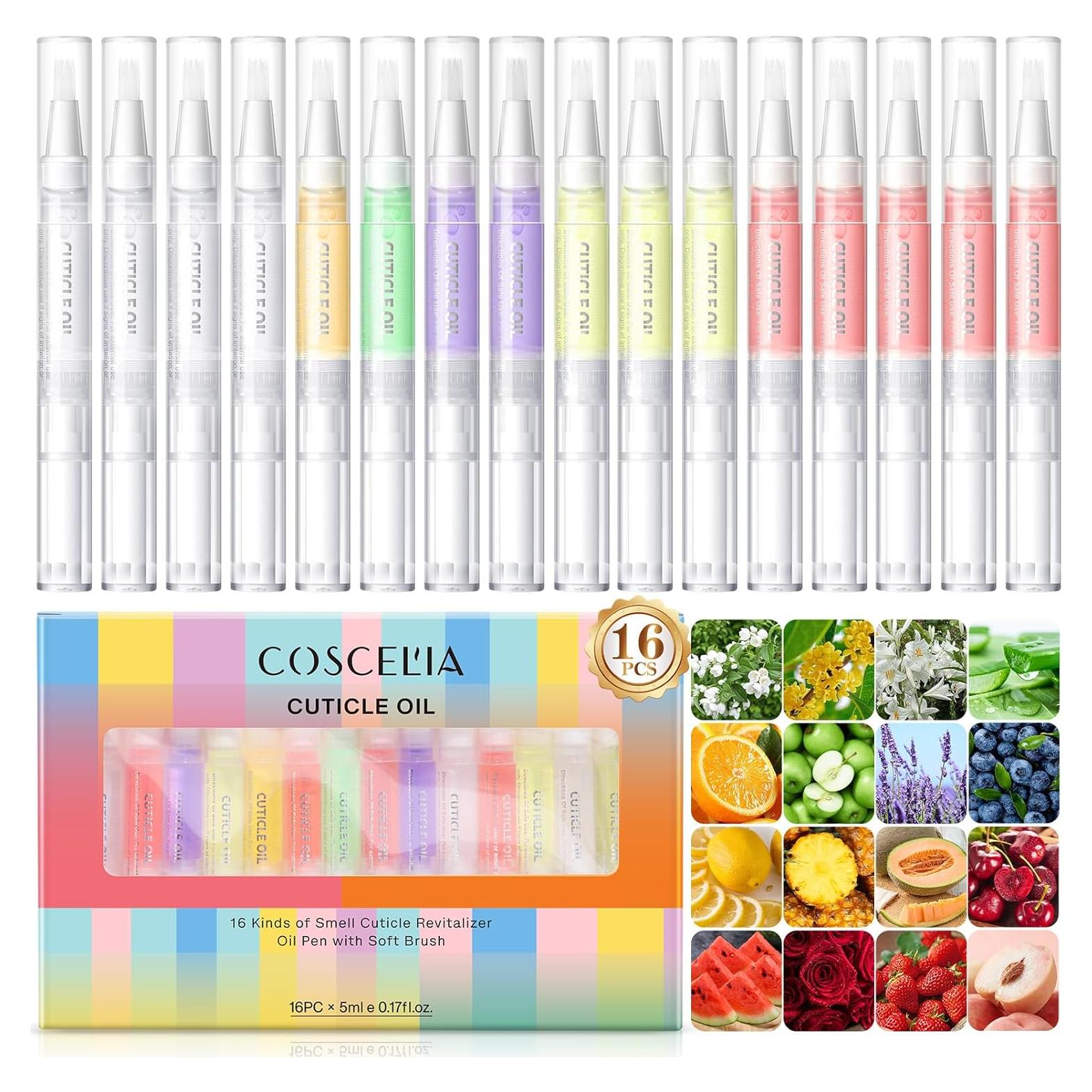 COSCELIA Set de 16 Bolígrafos de Aceite para Cutículas