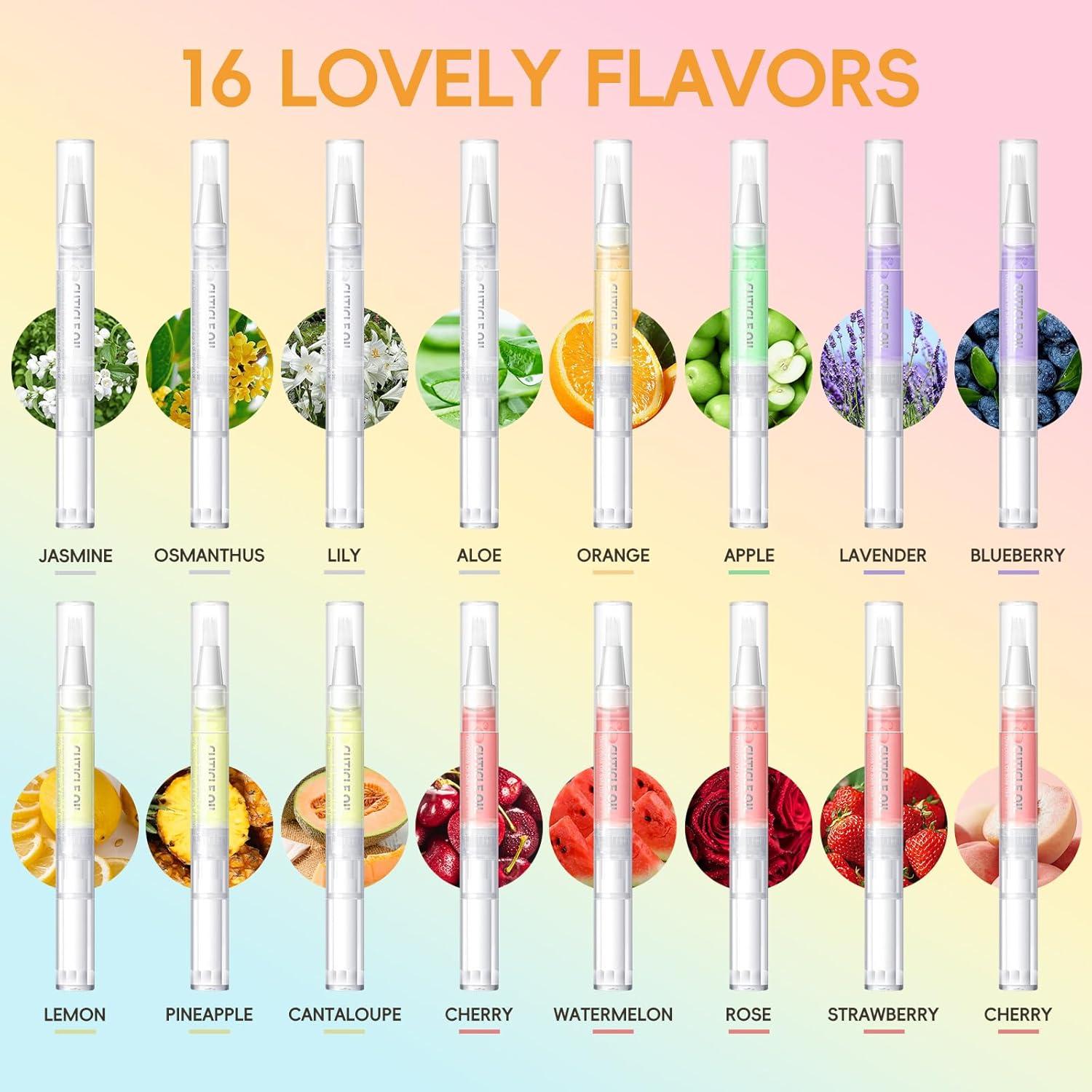 COSCELIA Set de 16 Bolígrafos de Aceite para Cutículas