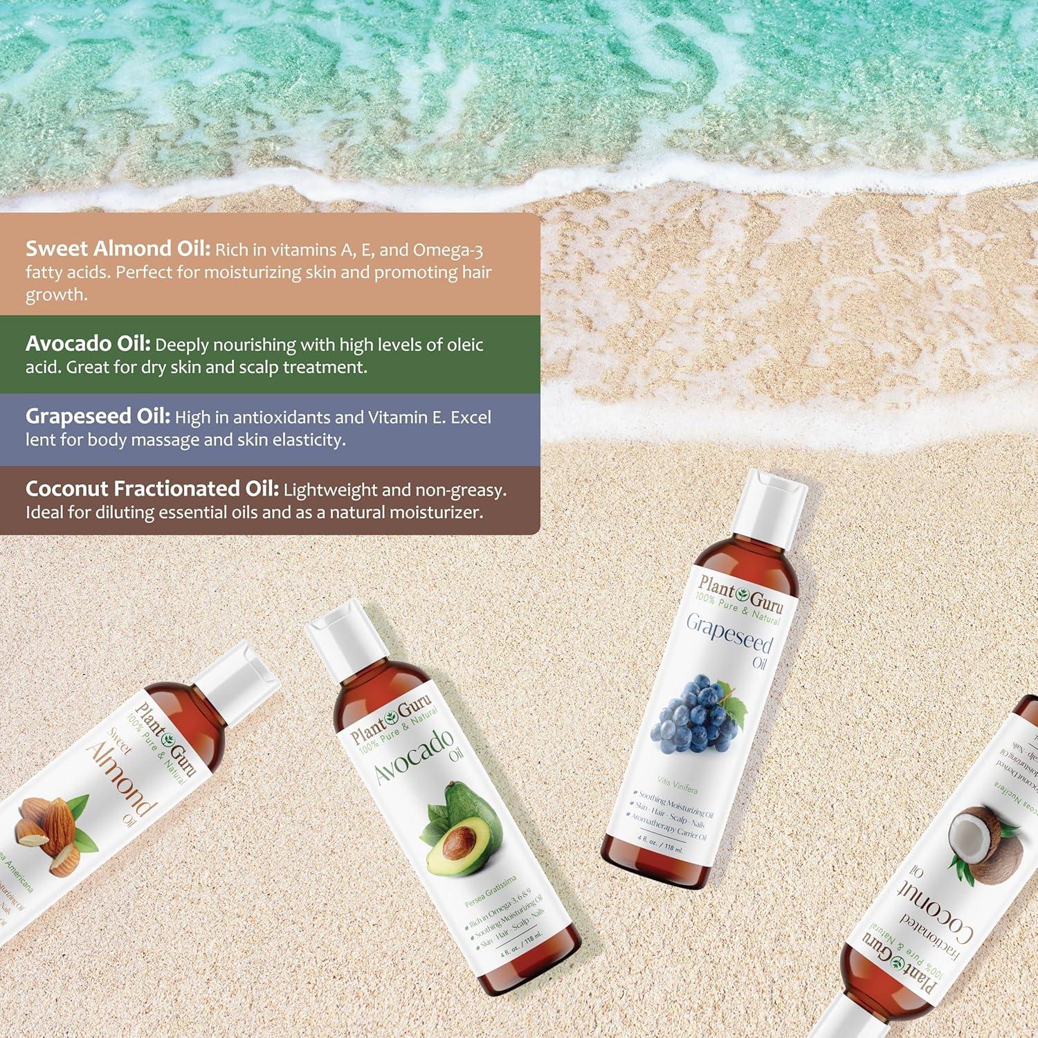 Juego de Aceites Portadores 120 ml Plant Guru - Almendra, Coco, Aguacate