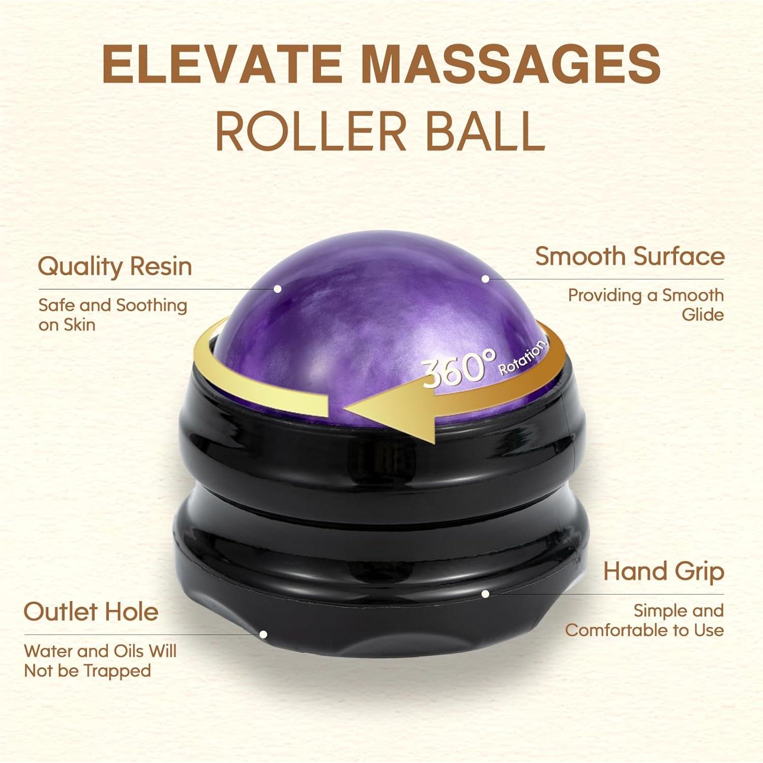 Set de Aceites de Masaje Pjordo con Bola de Rodillo 4 Piezas