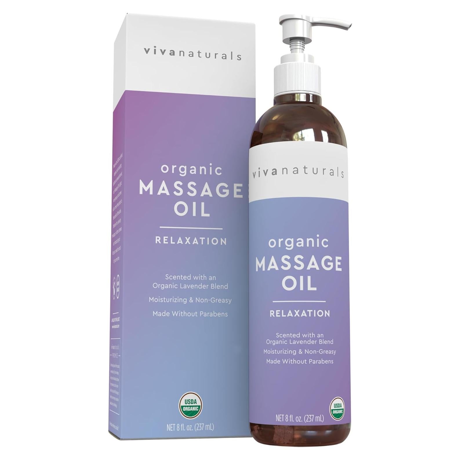 Aceite de Masaje Orgánico Viva Naturals 237 mL Aroma Lavanda