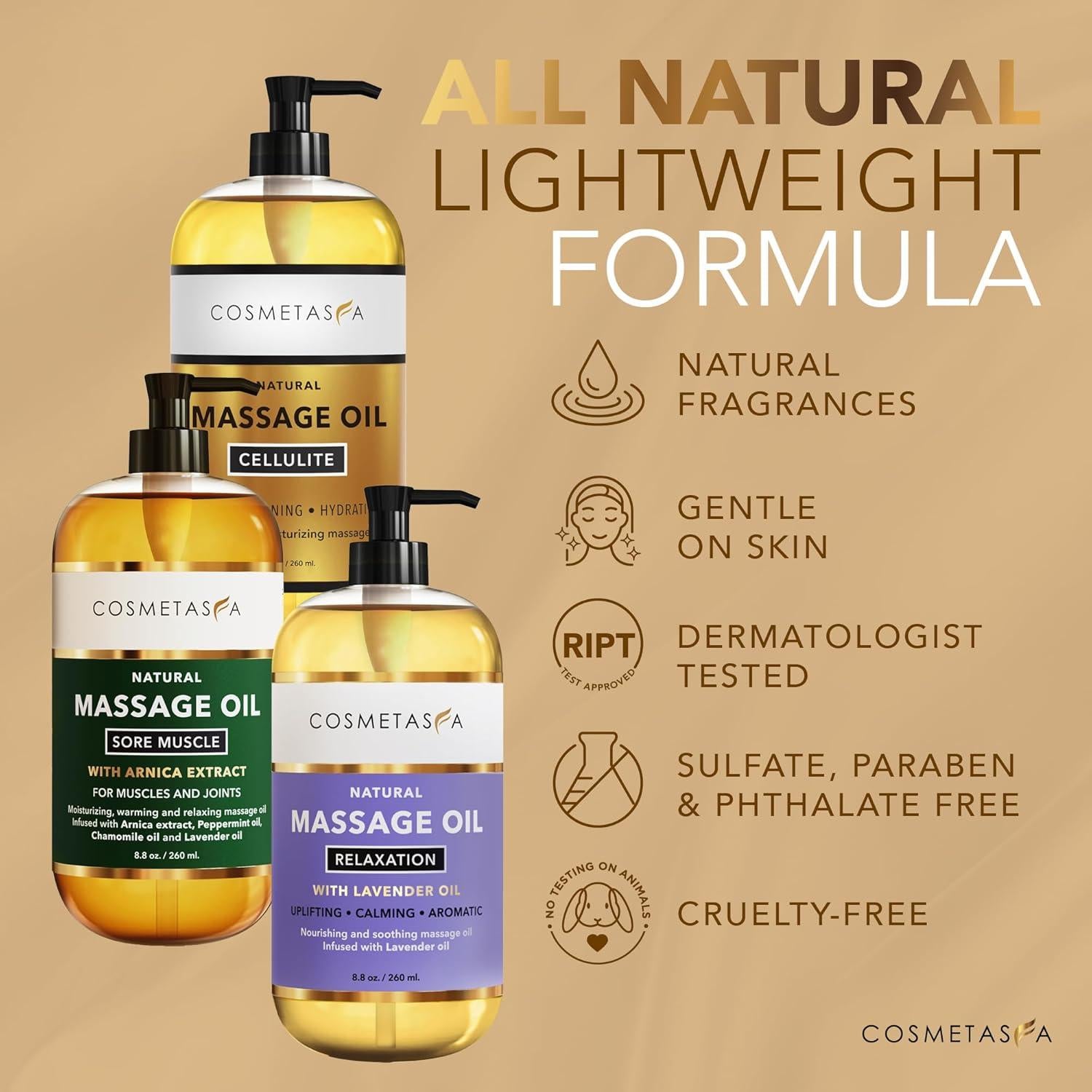 Set de Aceite de Masaje Cosmetasa - Alivio Muscular y Celulitis