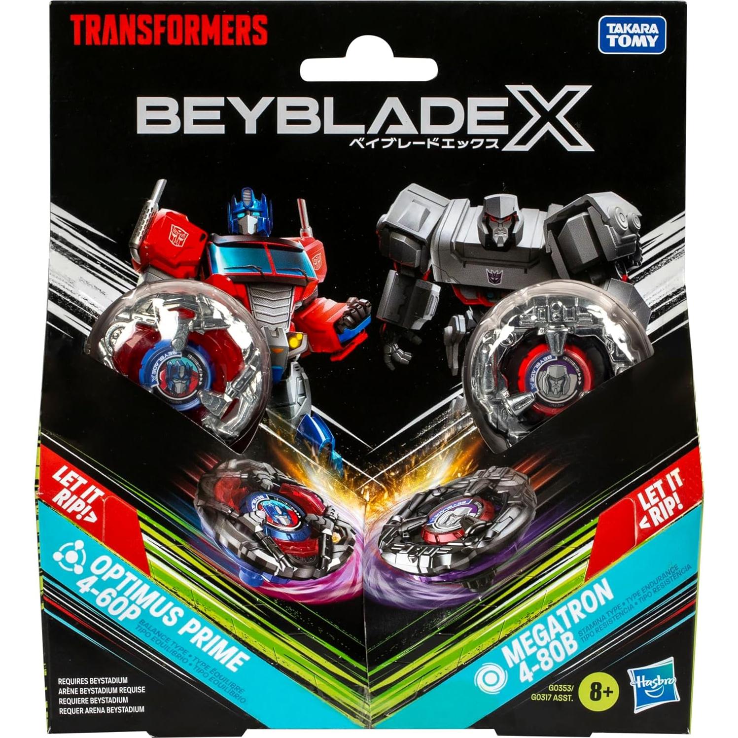 Beyblade X Transformers Set Multipack Optimus Prime y Megatron