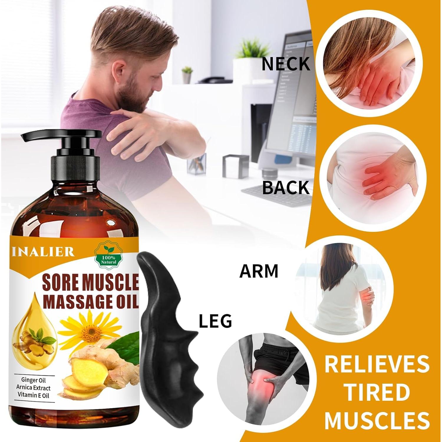 Aceite de Masaje Relajante Inalier 272g - Árnica y Jengibre