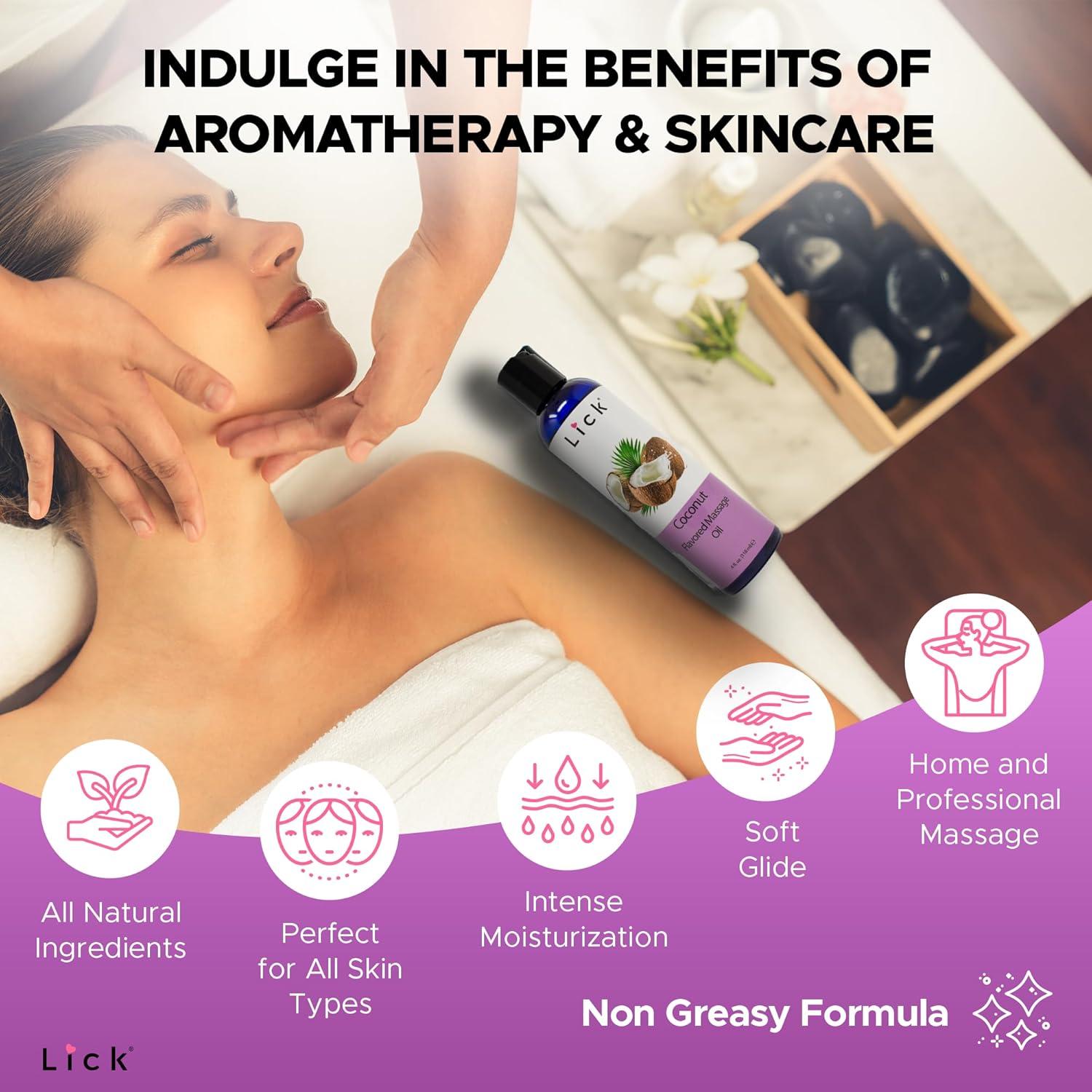 Aceite de Masaje Comestible Lick Sabor Coco 113.4 ml Vegano