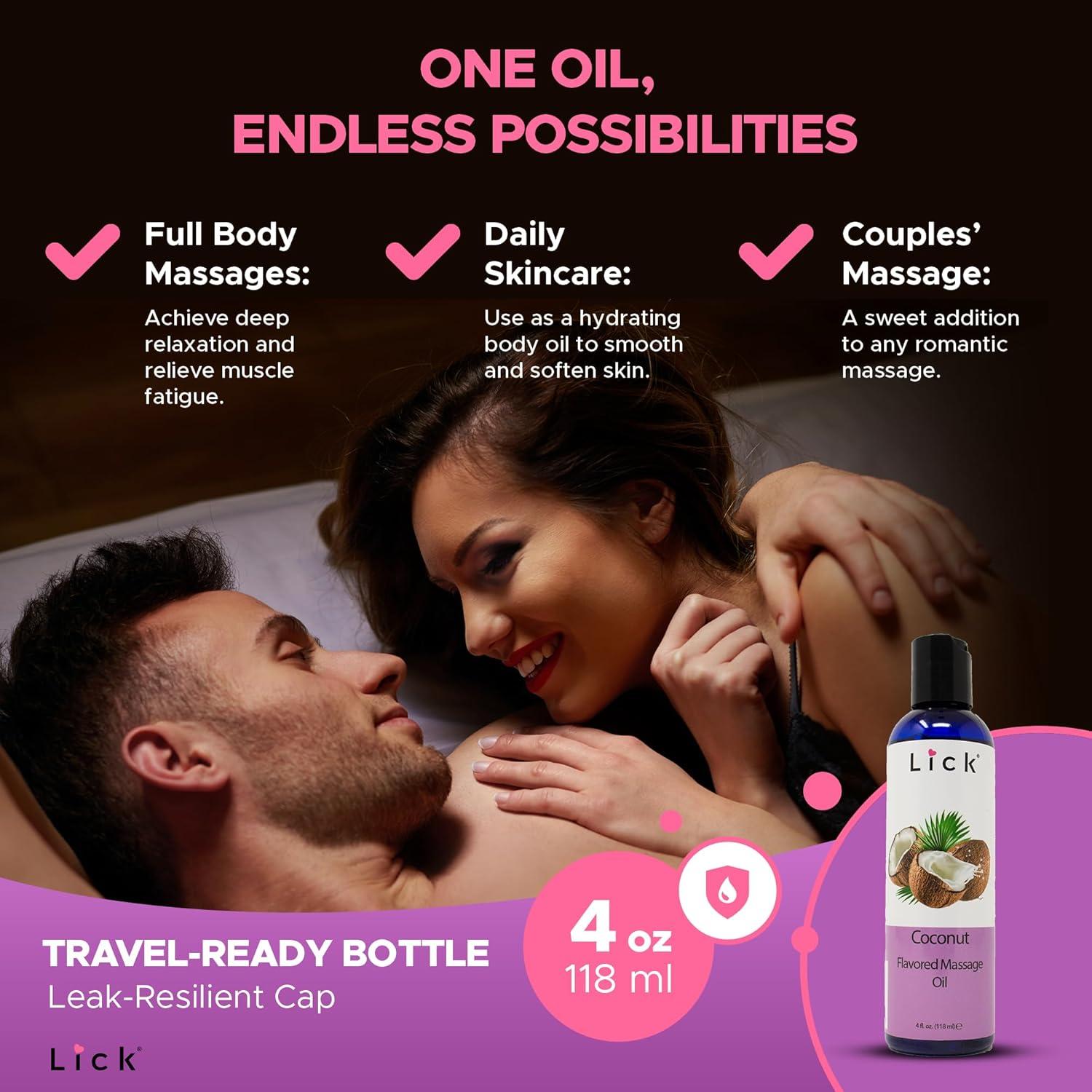 Aceite de Masaje Comestible Lick Sabor Coco 113.4 ml Vegano