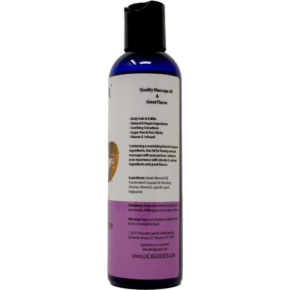 Aceite de Masaje Comestible Lick Sabor Coco 113.4 ml Vegano