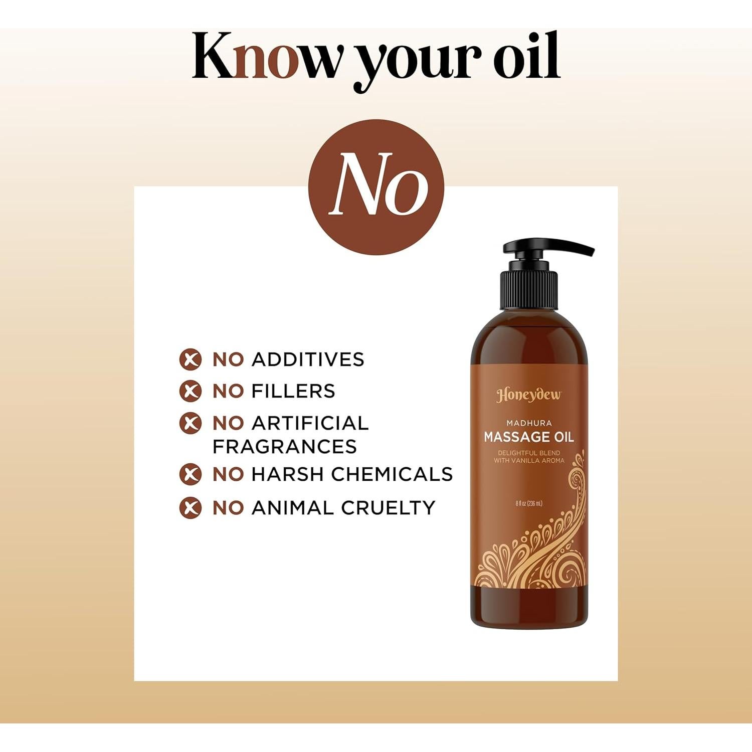 Aceite de Masaje Honeydew 236ml Crema de Vainilla Natural