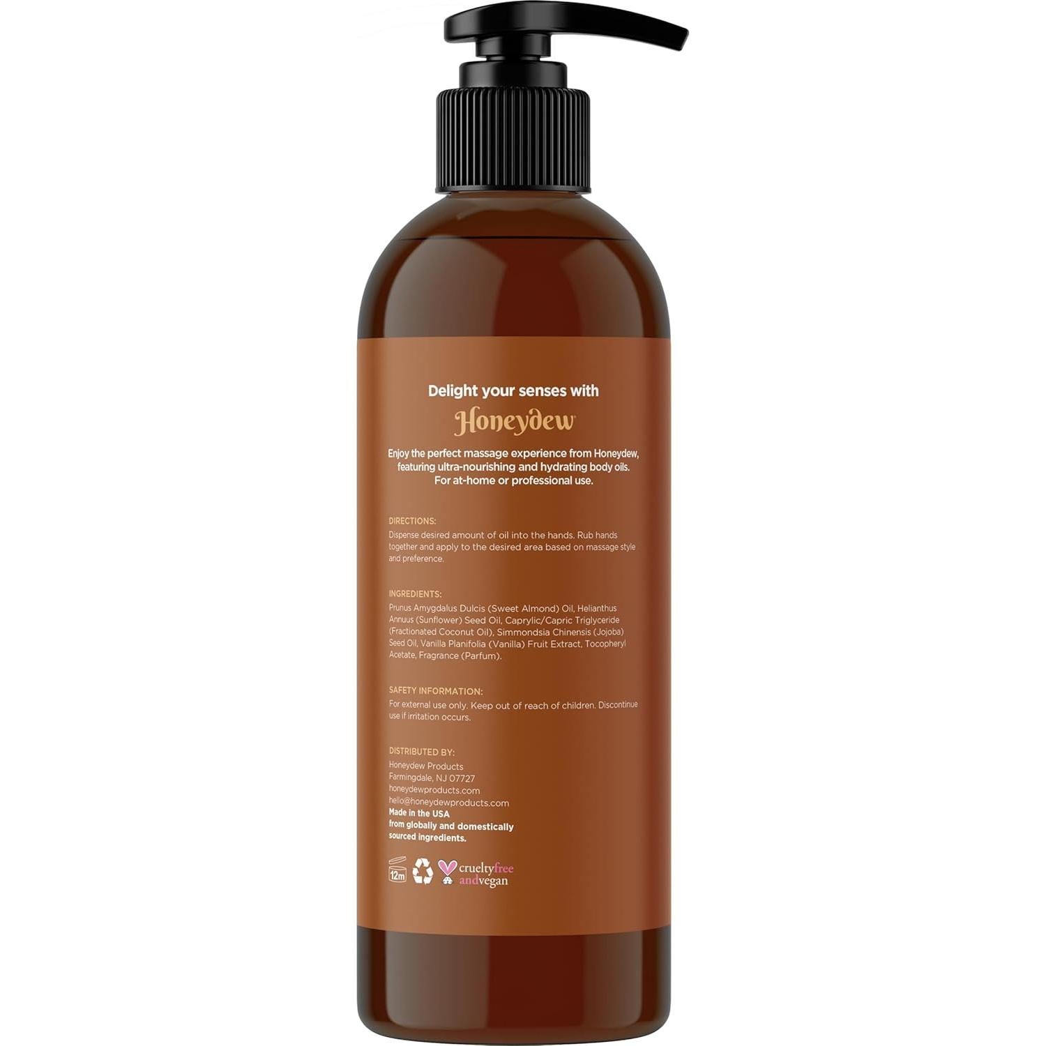 Aceite de Masaje Honeydew 236ml Crema de Vainilla Natural