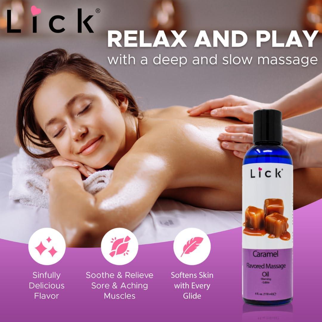 Aceite de Masaje Lick Sabor Caramelo 118 ml - Hidratante Natural