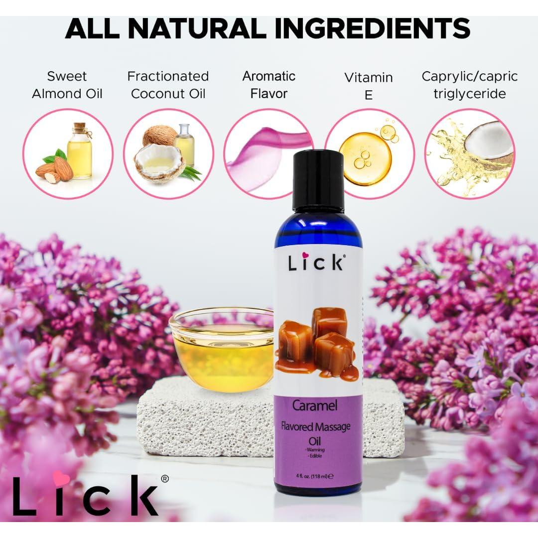 Aceite de Masaje Lick Sabor Caramelo 118 ml - Hidratante Natural