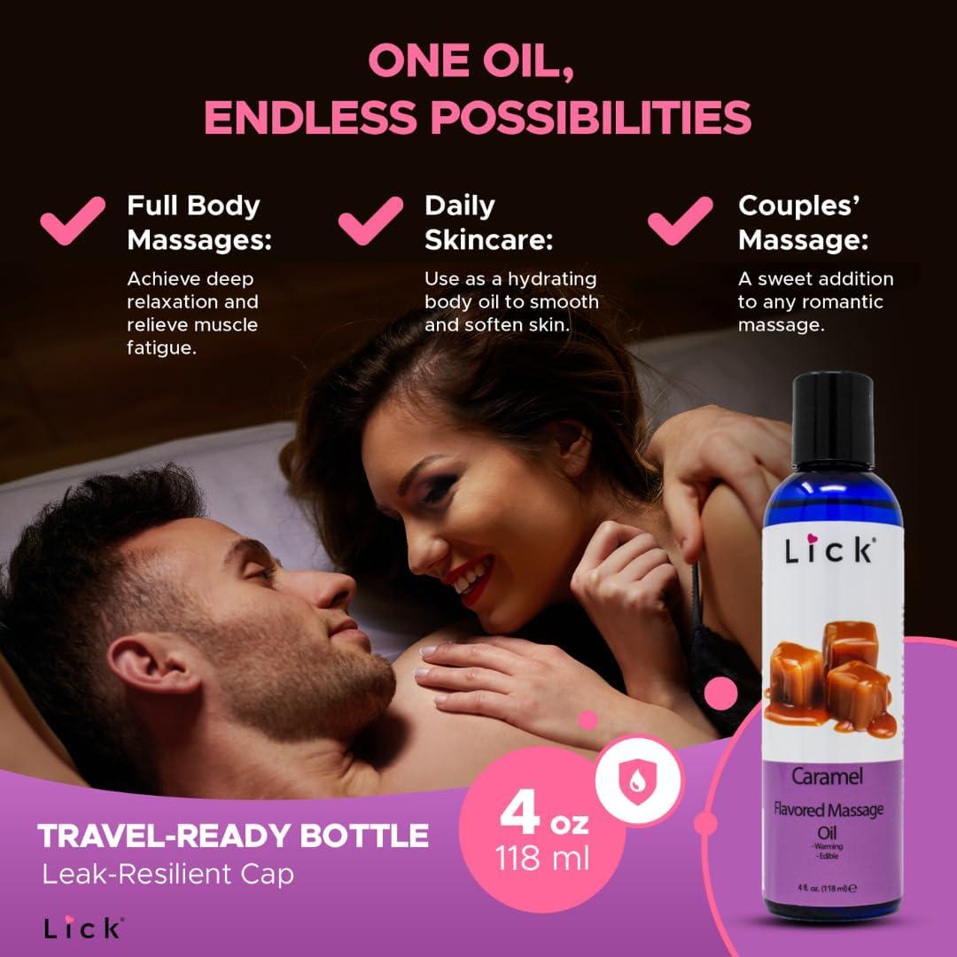 Aceite de Masaje Lick Sabor Caramelo 118 ml - Hidratante Natural