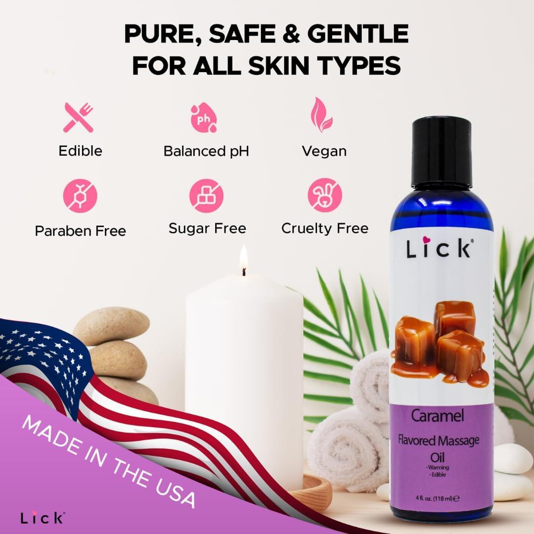 Aceite de Masaje Lick Sabor Caramelo 118 ml - Hidratante Natural