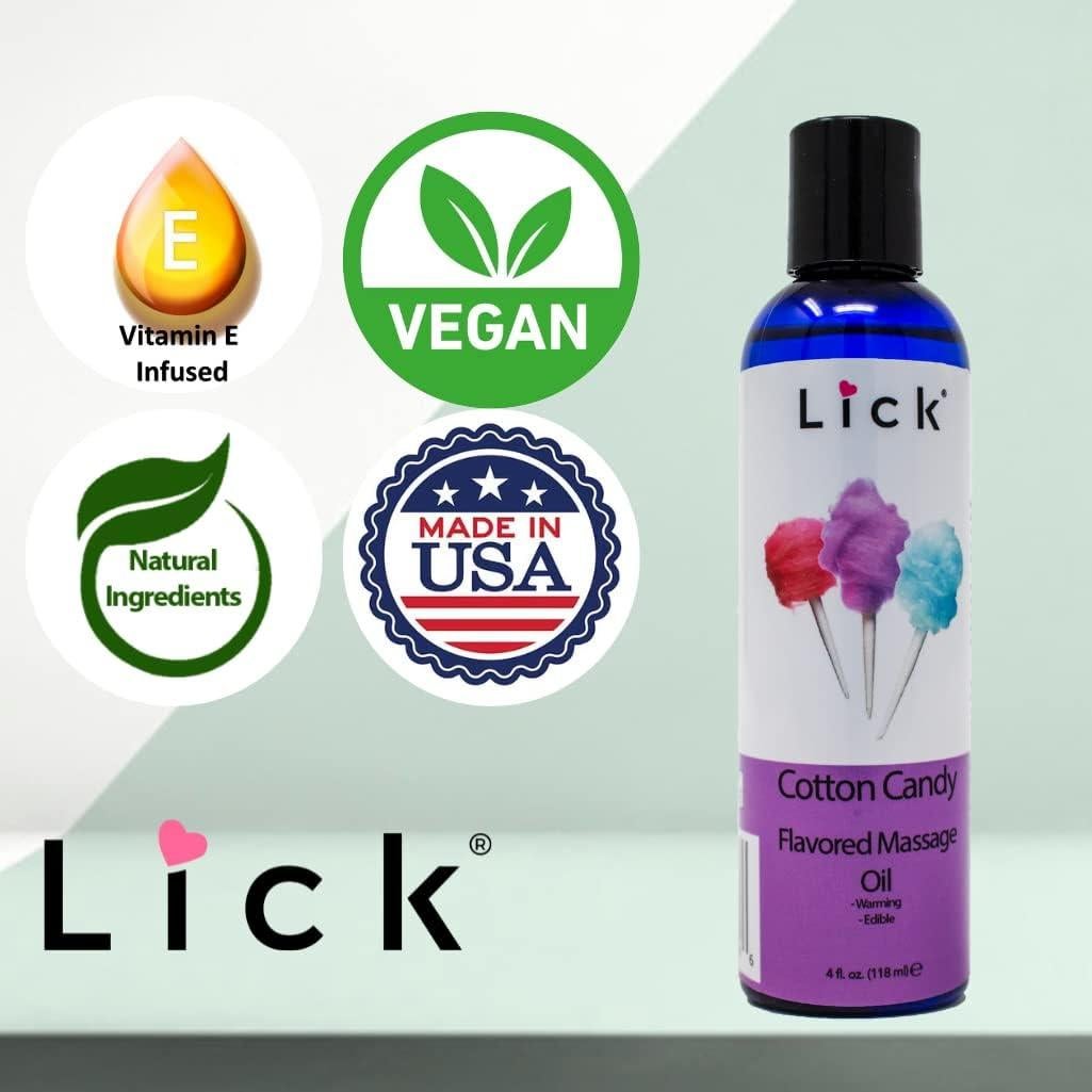 Aceite de Masaje Comestible Lick 113.4 ml Sabor Algodón de Azúcar