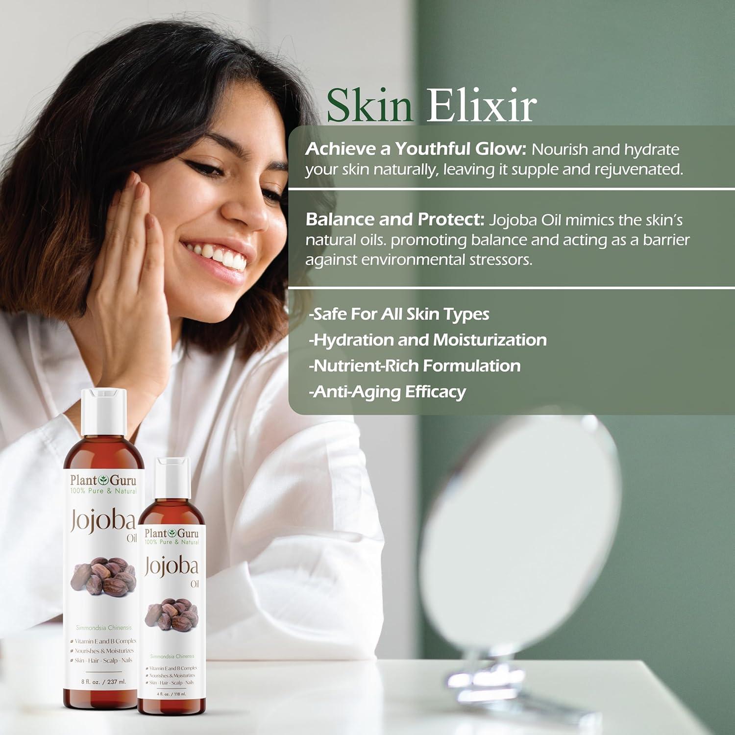 Aceite de Jojoba 473 ml Plant Guru Prensado en Frío 100% Puro