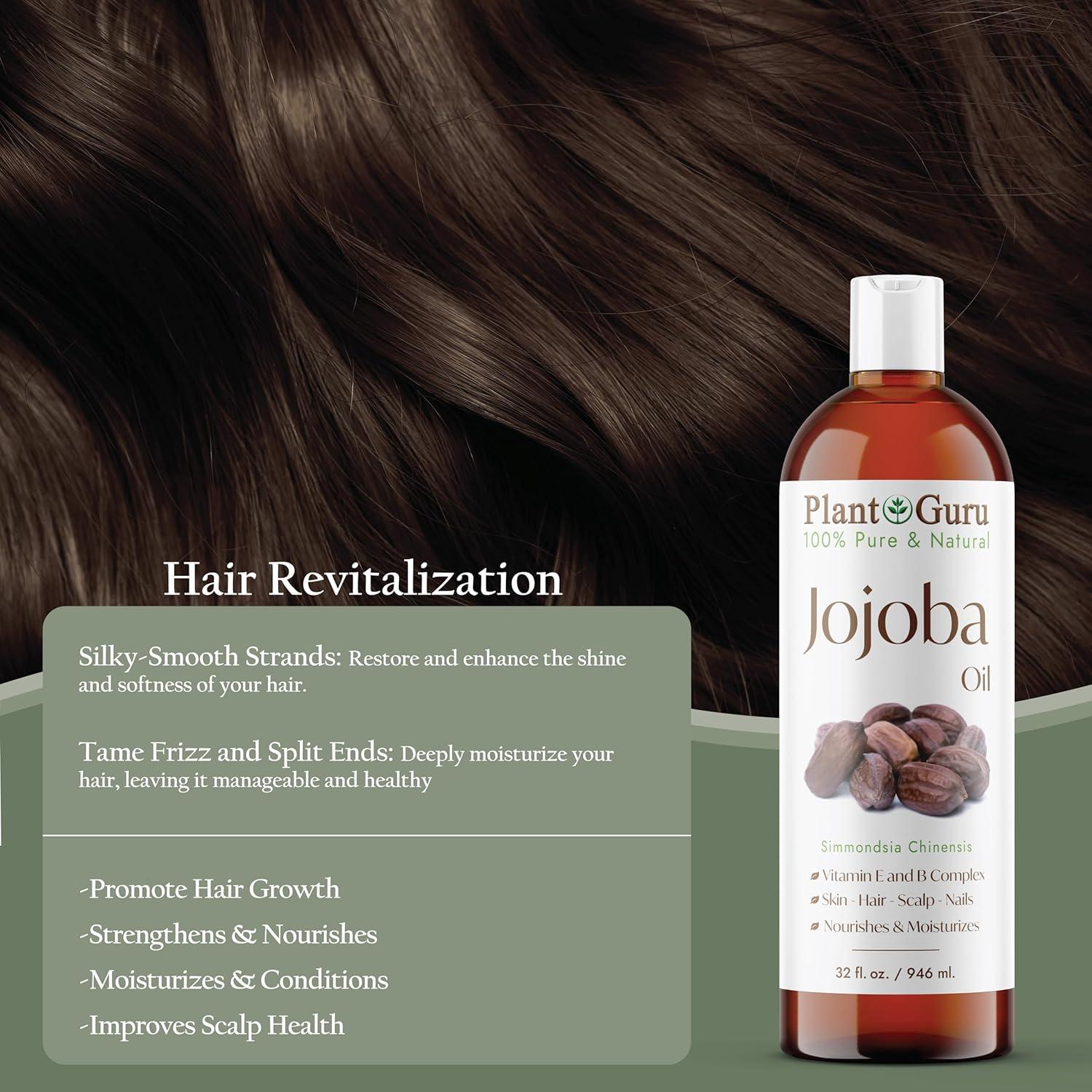 Aceite de Jojoba 473 ml Plant Guru Prensado en Frío 100% Puro