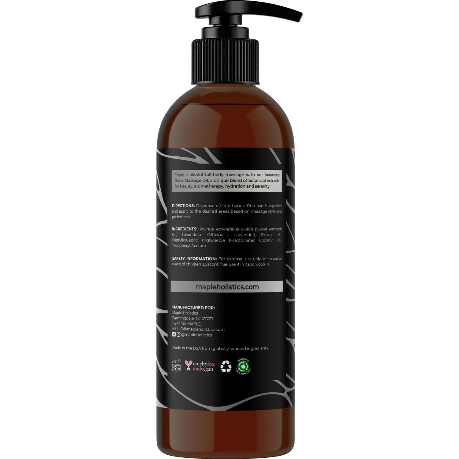 Aceite de Masaje Maple Holistics 236.6 ml Lavanda Hidratante