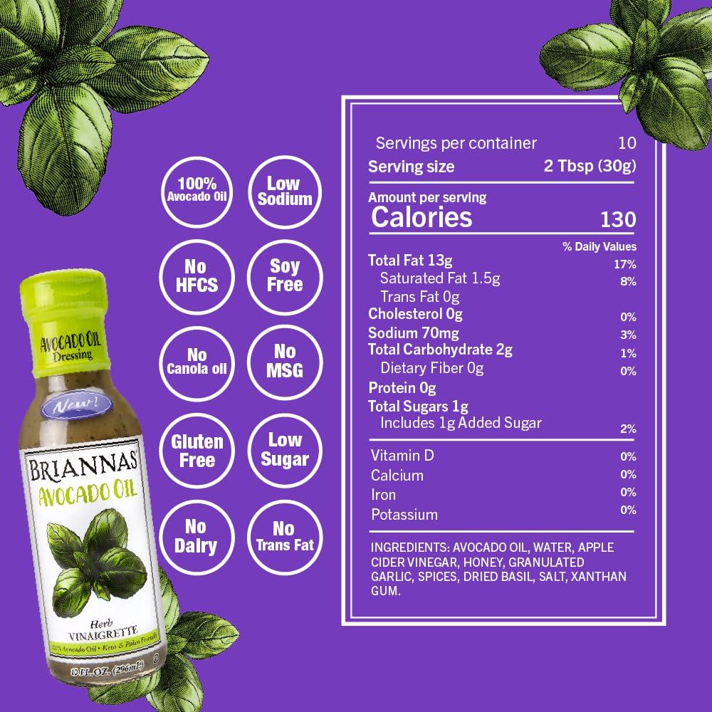 Aderezo BRIANNAS Vinagreta de Hierbas con Aceite de Aguacate 296 ml