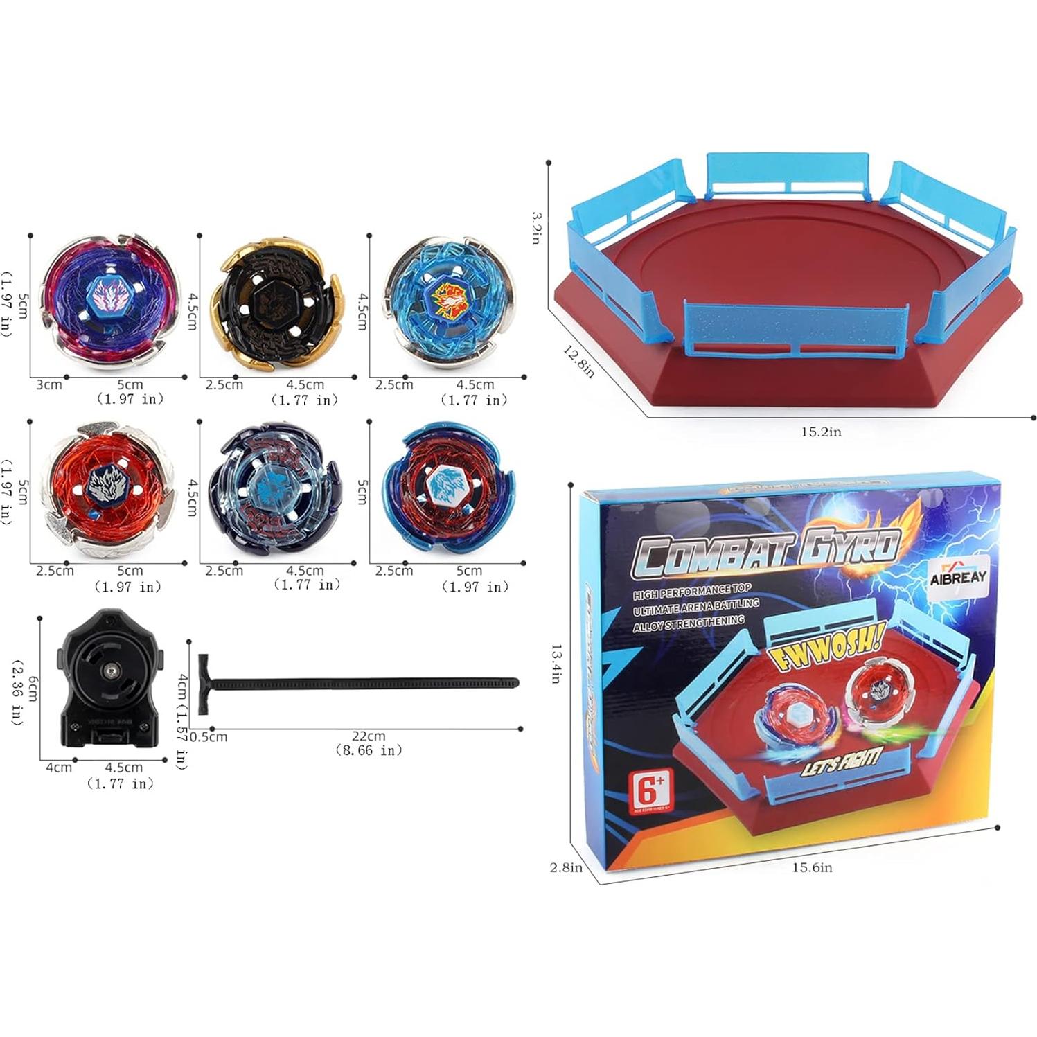 Conjunto Bey Battling Top AIBREAY 6 Tops 2 Lanzadores Arena