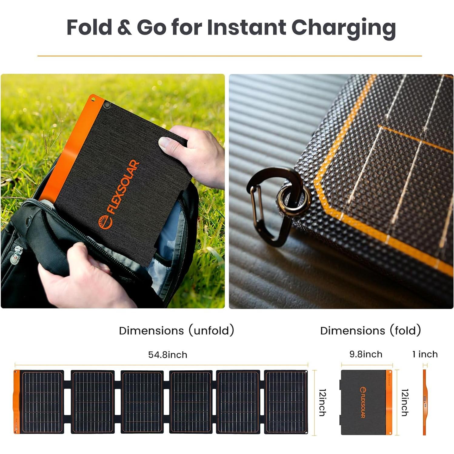 Panel Solar Plegable FlexSolar 60W USB-C USB-A Impermeable