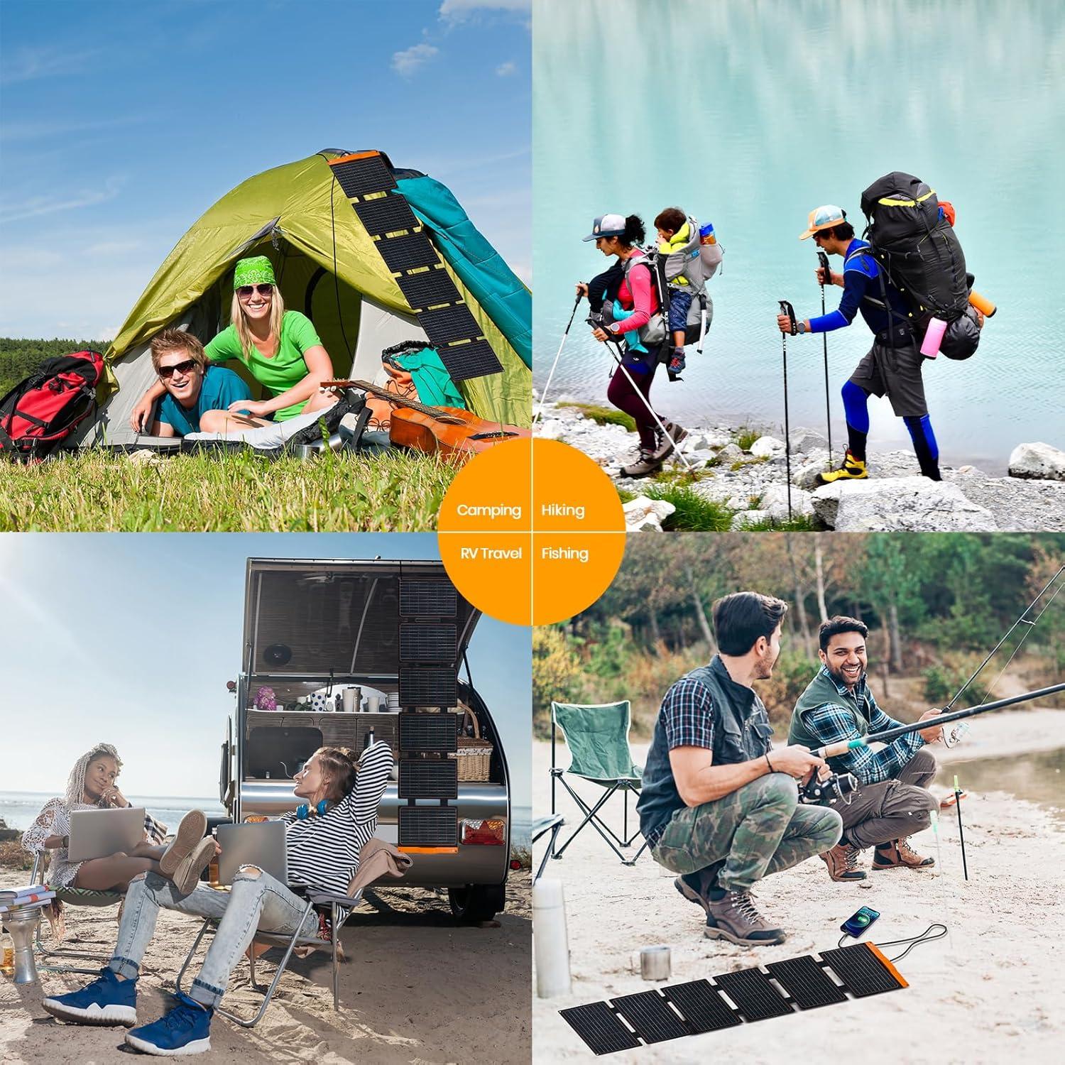 Panel Solar Plegable FlexSolar 60W USB-C USB-A Impermeable