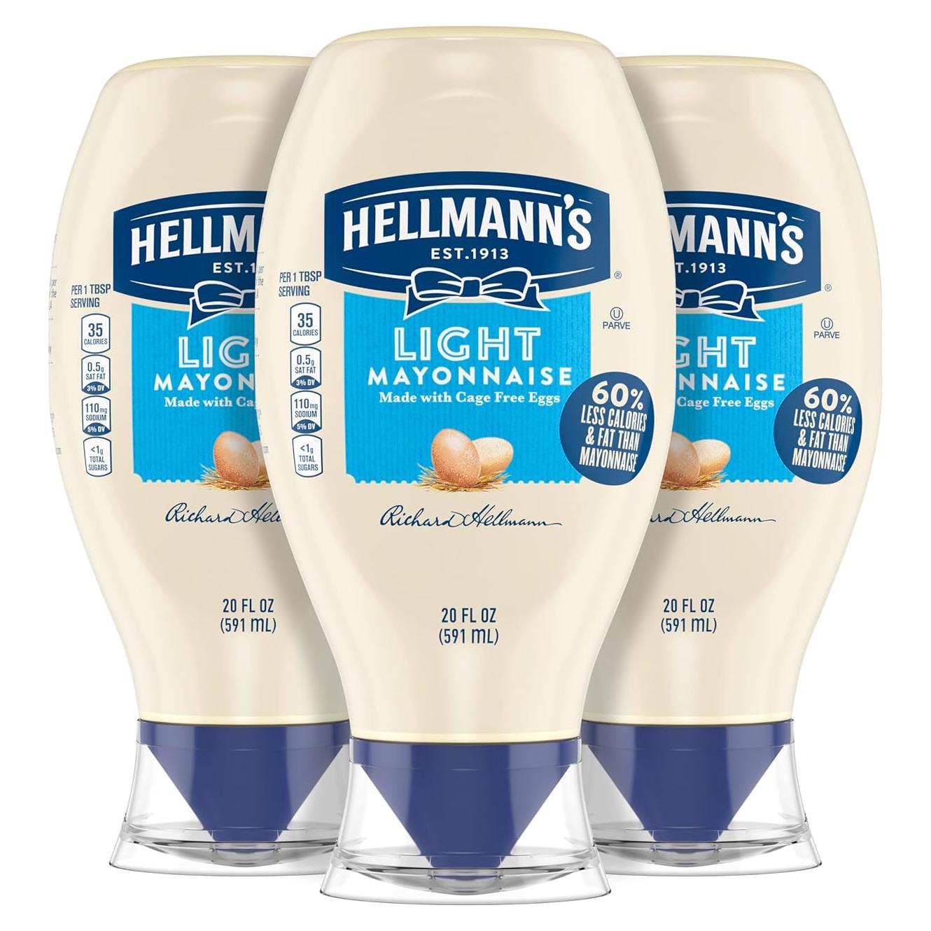 Mayonesa Ligera Hellmann's 3 Botellas 567g - 60% Menos Grasa