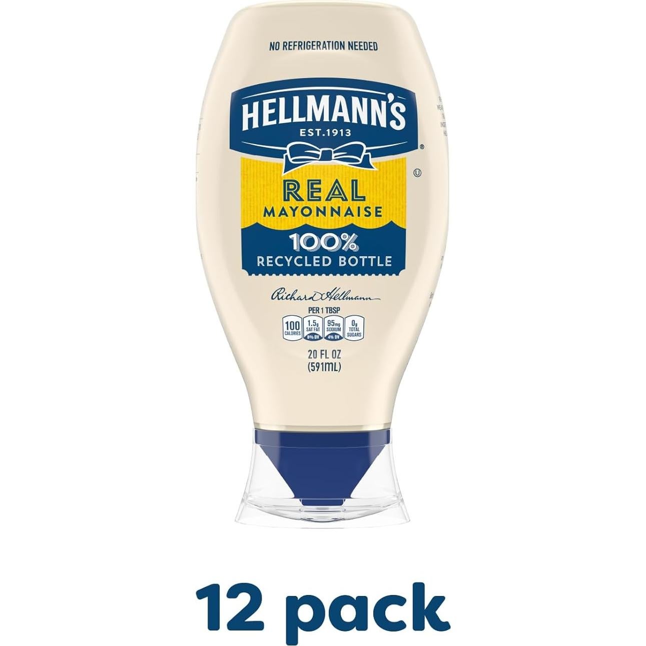 Mayonesa Hellmann's Squeeze 100% Huevos Libres 567g - Paquete 12