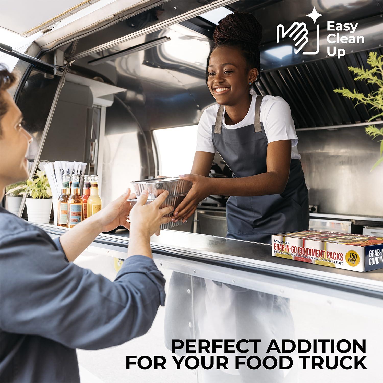 Paquete de Condimentos para Llevar - 150 Paquetes Ketchup, Mostaza y Mayonesa