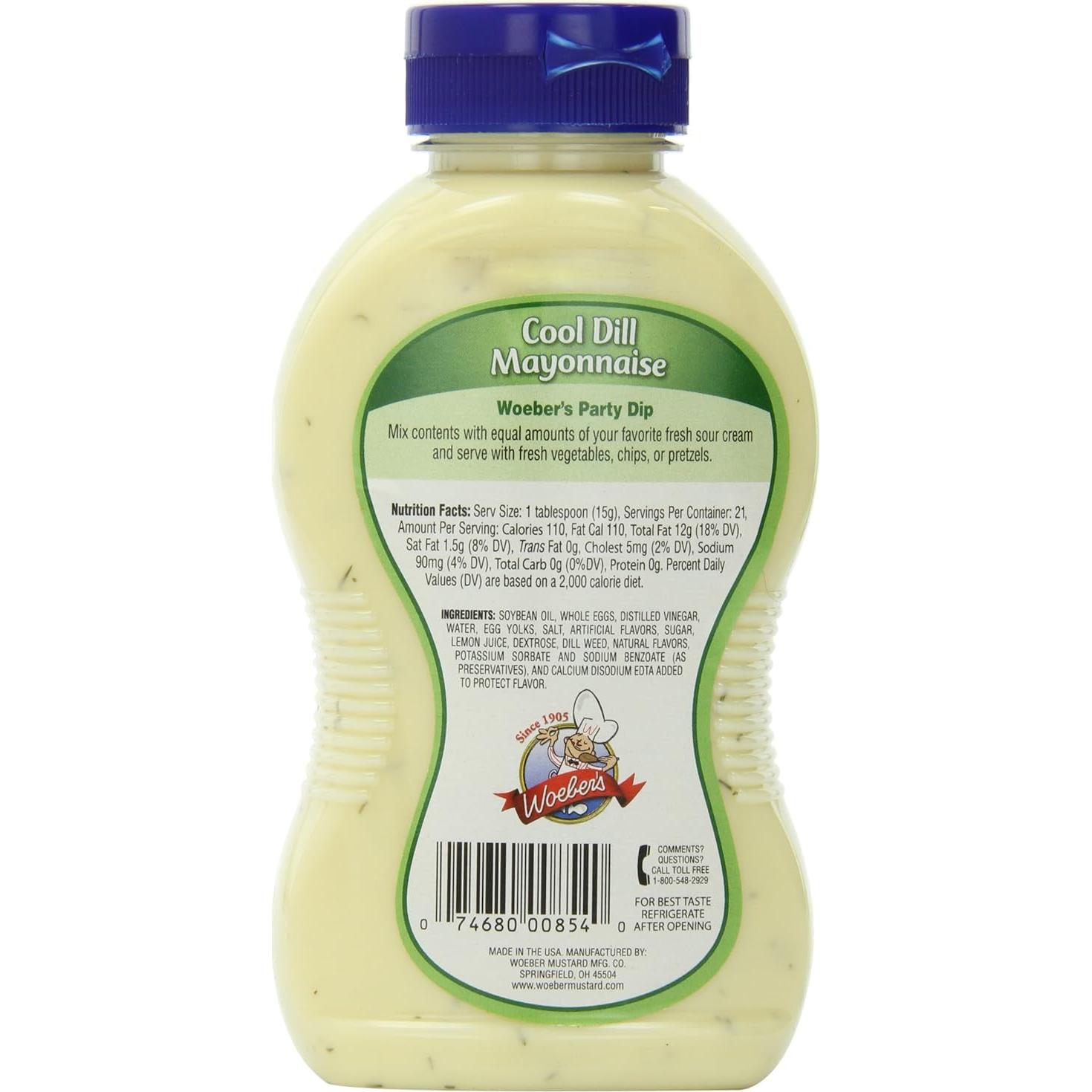 Mayonesa Gourmet Woeber's Cool Dill 311 g - Untar para Sándwiches