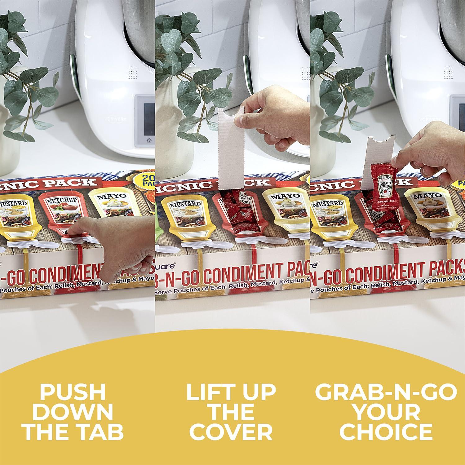 Paquete de Condimentos Shop Square - 200 Bolsitas Ketchup, Mostaza, Mayonesa y Relish