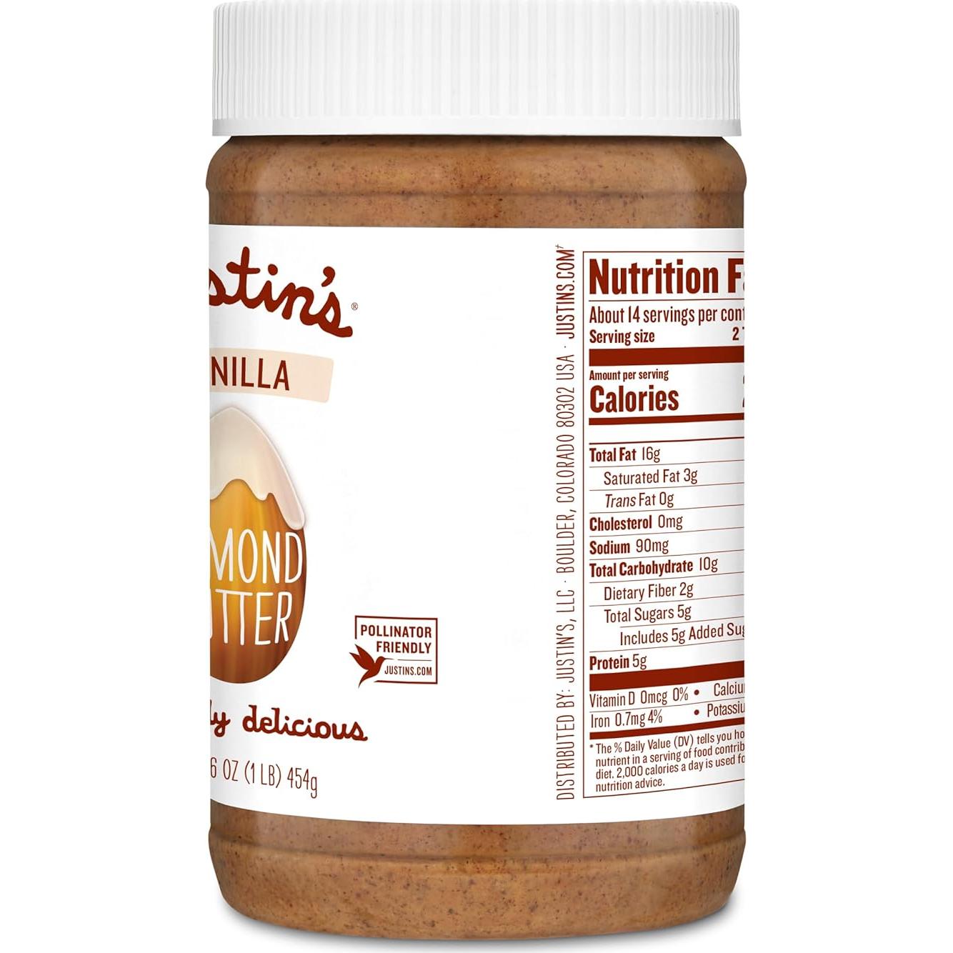 Mantequilla de Almendra de Vainilla Justin's 450g Sin Gluten