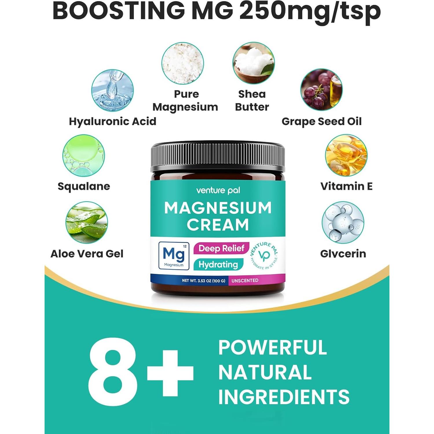 Crema Tópica de Magnesio Venture Pal 118 ml - Relajación Muscular