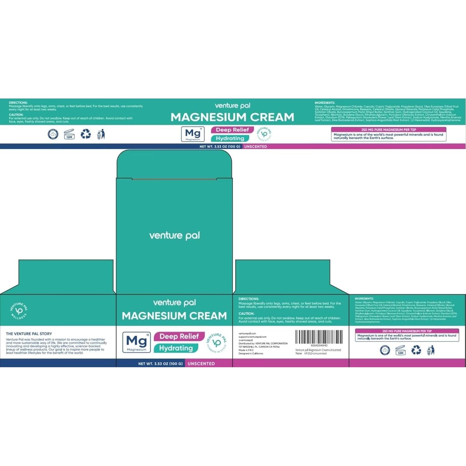 Crema Tópica de Magnesio Venture Pal 118 ml - Relajación Muscular